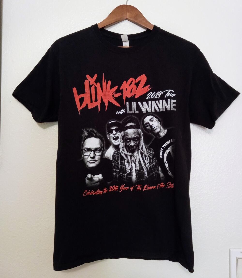 Blink-182 with Lil Wayne 2019 Tour Concert Graphic Tee Shirt Black 2-Sided SZ M